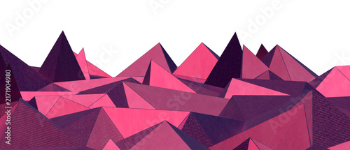 Obraz na płótnie Digital abstract polygonal landscape with sharp peaks and valleys in pink and purple