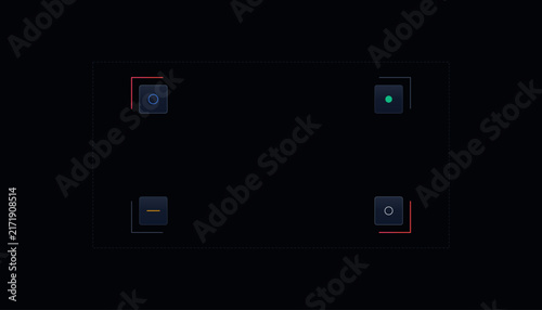 Modern minimalist toggle switches on dark background vector illustration. User interface elements for mobile app or website design. Digital technology icon set.