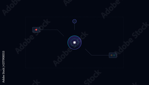 Abstract Technology Network Background. Glowing Circuit Connections. Digital Data Visualization. Vector Graphic Design Element.