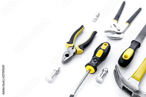 Tools for repairing top view on white background