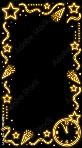 Neon New Year countdown background poster design copy space