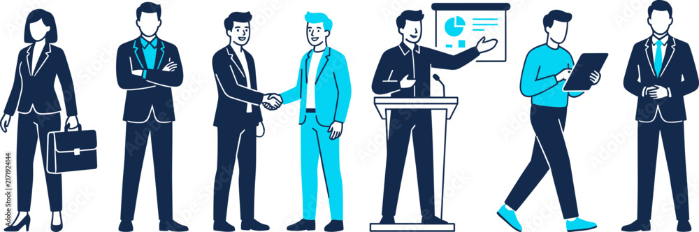 Obraz premium Set of business people characters in various poses
