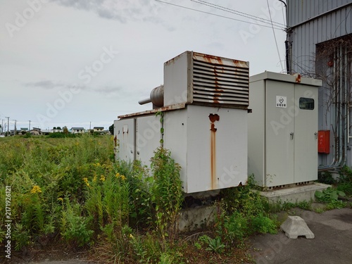 Obraz na płótnie 非常用自家発電設備と変電設備