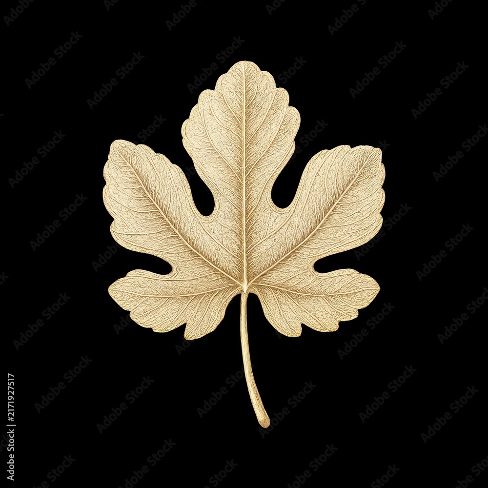 Naklejka premium Golden leaf on black background.