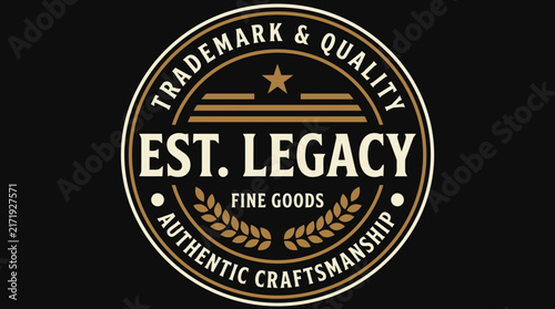 Vintage EST. LEGACY Premium Badge Logo with Gold Accents on Black Background