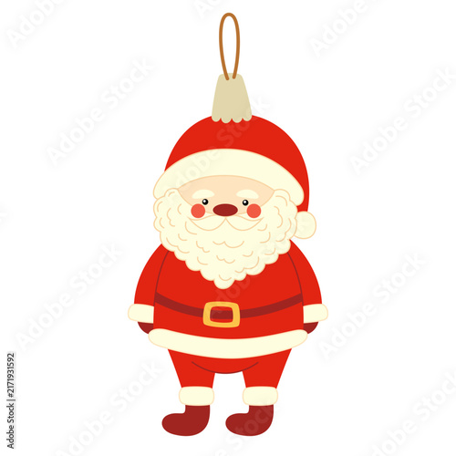 Santa Claus Christmas tree ornament. Flat style vector illustration on a white background.