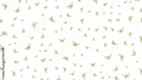 Scattered Pale Yellow Butterflies Flying in Air, Decorative Nature Overlay