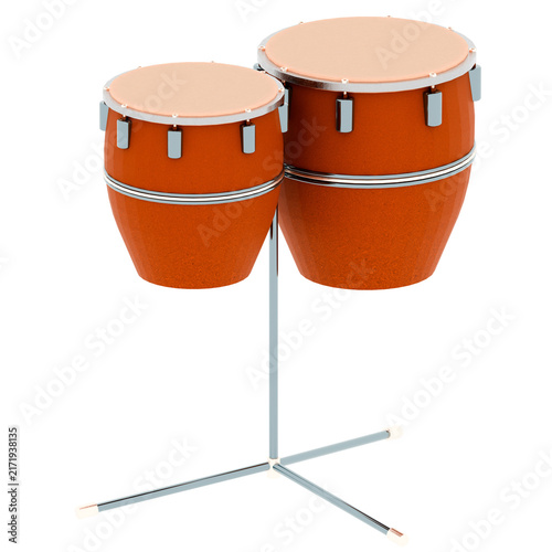 Bild auf Leinwand 3d Render Brown Conga Drum Pair Angled with transparent background