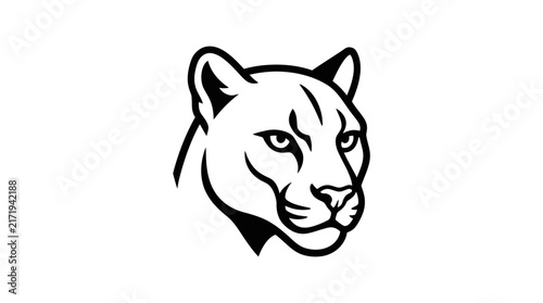 Monochromatic illustration depicting the head of a powerful cougar or mountain lion, rendered in a bold graphic style.