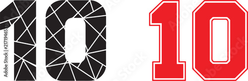 Number 10 Geometric and Varsity Style Vector Set