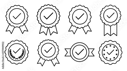 Set of award ribbons and medals icons.