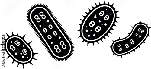 Bacteria and Microorganism Icon Set for Microbiology Science Biology and Healthcare Design