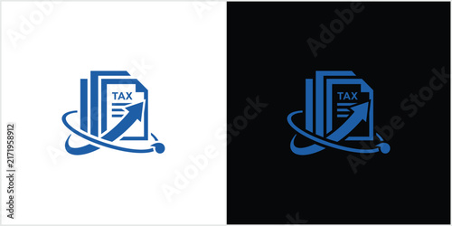 Tax Form With Upward Arrow And Orbiting Ring Icon