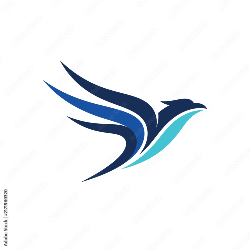 Obraz premium Abstract Stylized Blue Bird Flying Vector Logo Design