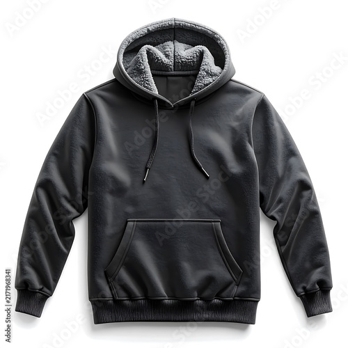 Black hooded winter jacket with fur lined hood.