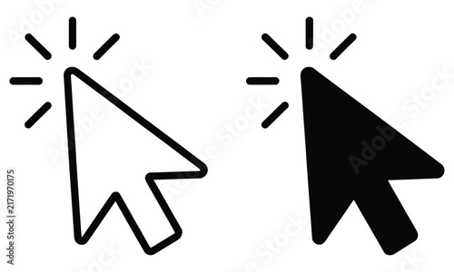 Mouse cursor arrow click icon set. Computer pointer symbol collection. Simple pictograms for website navigation, user action, digital selection, and UI interface design.