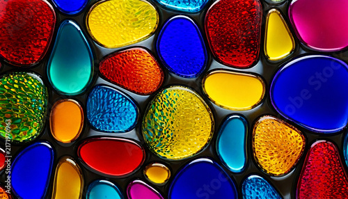 Colorful Abstract Glass Pebbles Background with Vibrant Multicolored Shapes