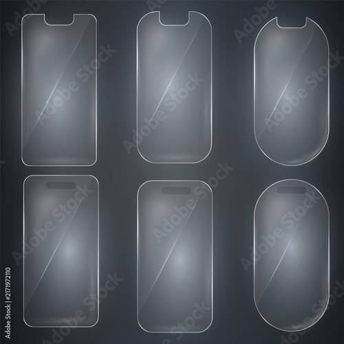 Transparent glass screen protector templates for modern phone devices
