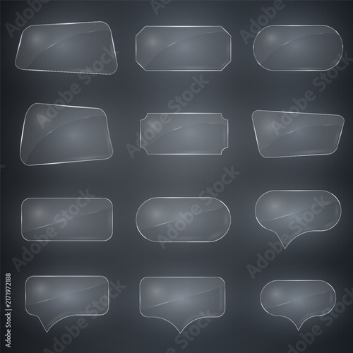 Transparent glass label templates in multiple shapes for modern design
