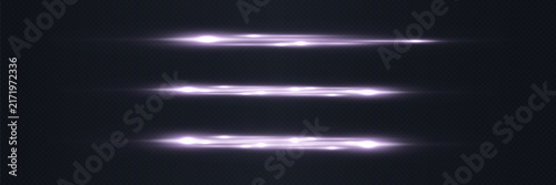 Purple glowing horizontal light streaks isolated on dark background design