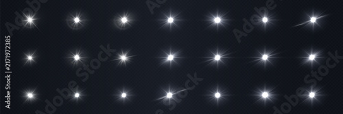 White starburst light effects collection for digital graphics overlays