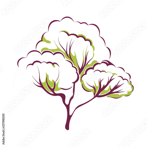 Flowering tree isolated vector illustration