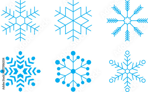 Christmas Snowflakes Vector Bundle Isolated on Transparent Background