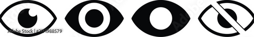 Foto Eye Vision Icons, see, view, hide, invisible, incognito, and hidden eye symbols