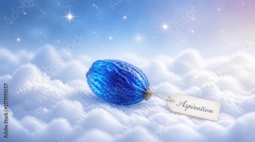 Vibrant blue borage ornament isolated on transparent background, perfect for holiday decorations and aspirational themes