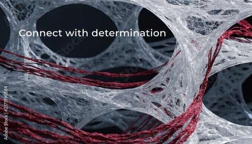 Vibrant Crimson Thread Woven Through Intricate Lattice Structure: A Symbol of Determination