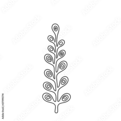 Stylized Plant Branch with Swirls