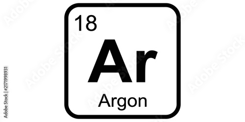 Obraz na płótnie Argon periodic table element icon in black outlines on transparent background for chemistry and education projects
