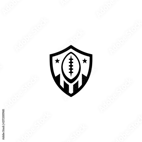 American football team logo template with shield, stars, and rugby ball emblem