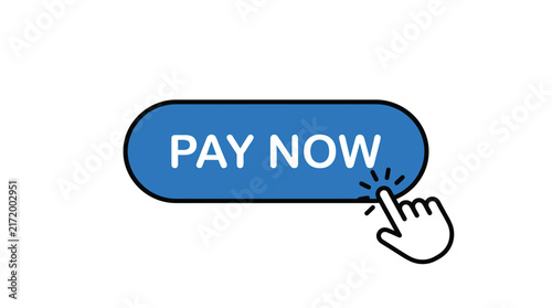Konstfotografi Bright blue pay now button with a mouse cursor clicking for online digital comme