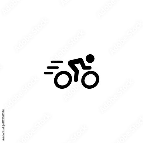 Fast cycling icon with speed lines, bicycle race and delivery concept