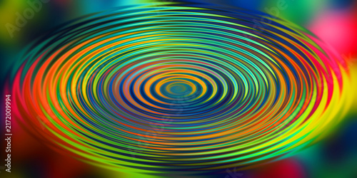 Fotografía Vibrant colorful circular ripples expanding outwards with neon hues for digital art use