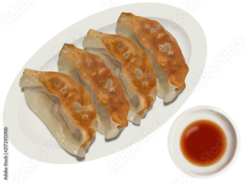 Bild auf Leinwand 餃子とタレ