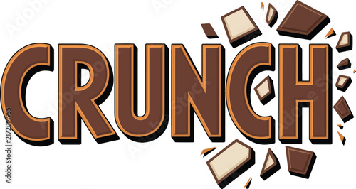 Bild auf Leinwand crunch chocolate typography with bold 3d lettering, broken chocolate pieces, swe