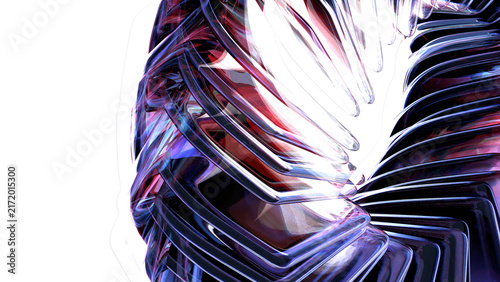 Abstract futuristic metallic torus with iridescent highlights and sharp edges