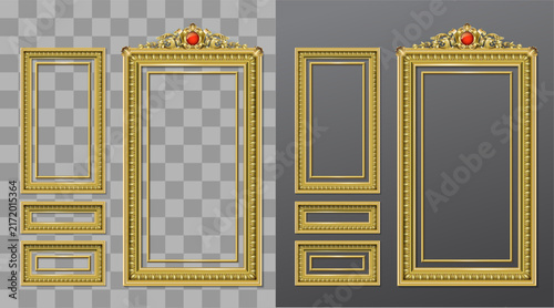 Obraz na płótnie Vector facade. Golden panel baroque cabinet wall