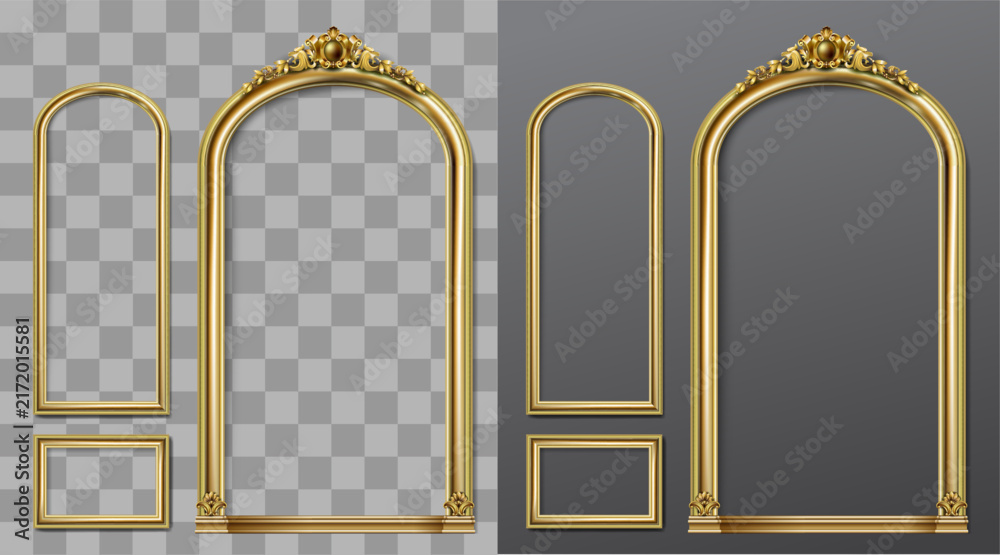 Obraz premium Vector facade. Golden panel baroque cabinet wall