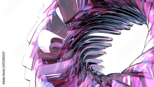 Abstract pink magenta 3D swirl wave digital illustration background