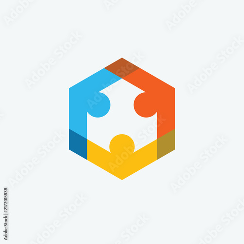 Team work vector logo design
