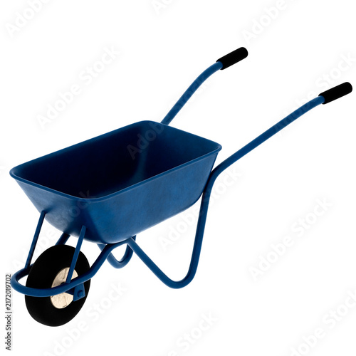 Obraz na płótnie 3d Render Blue Construction Wheelbarrow Heavy Angled with transparent background