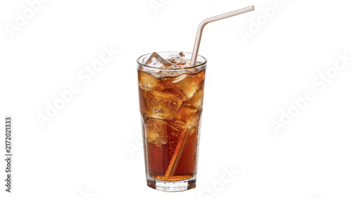 Canvas Print Glass of iced tea cola beverage drink hydration refreshment isolated on transpar