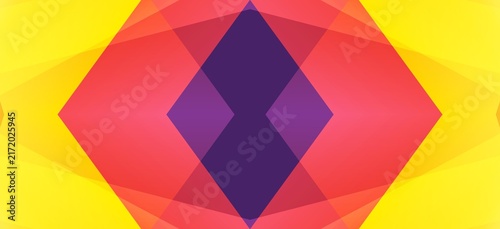 Cuadro en lienzo Abstract geometric background featuring overlapping vibrant yellow pink and deep