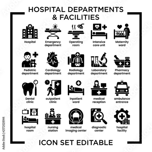 HospitalDepartmentsAndFacilitiesIconSetCollection.