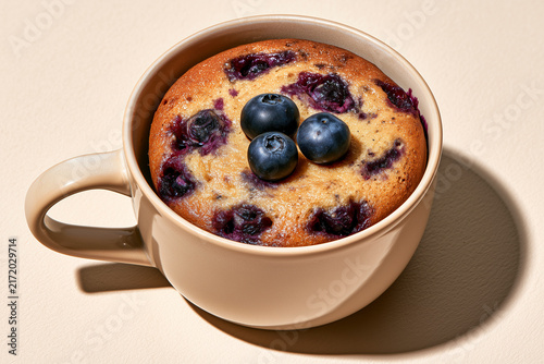 Blueberry Mug Cake In Ceramic Cup