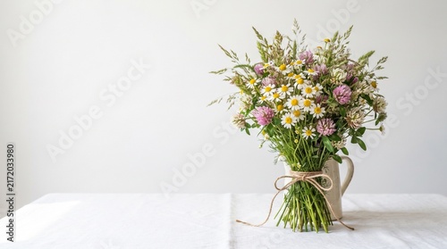 Wildflower Meadow Bouquet Isolated on White Background