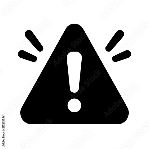 Alarm exclamation icon flat outline in black